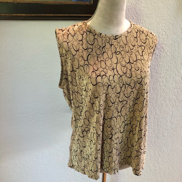 CROFT & BARROW Sleeveless Blouse - Pleated Tan/Black Fabric - Size Women's XL - Picture 1 of 8